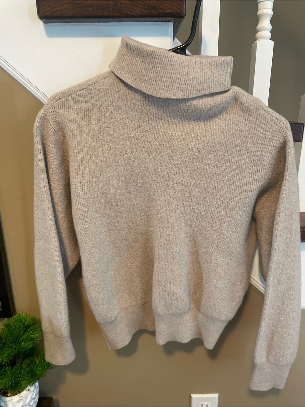 Wilfred Neutral Beige Turtleneck Sweater